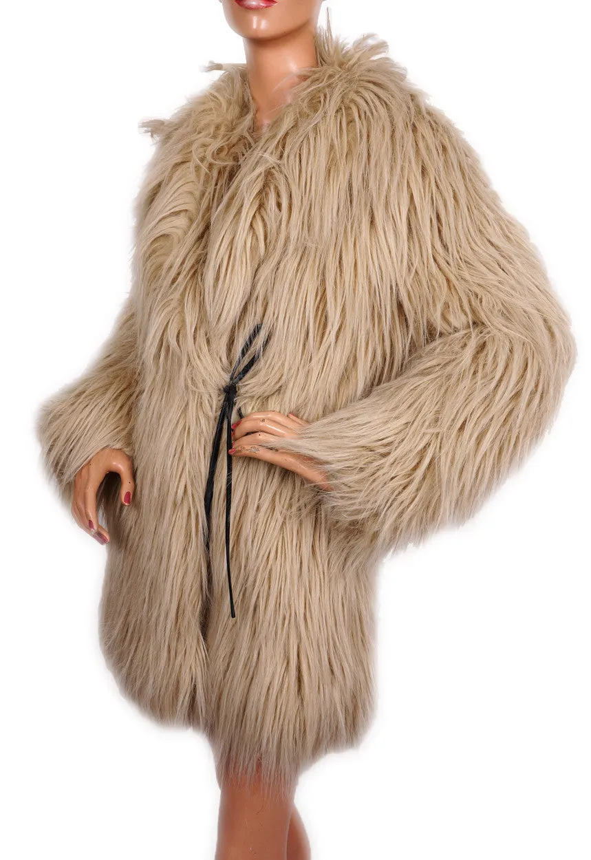 Moschino Mongolian Lamb Faux Fur Coat Ladies Size 8