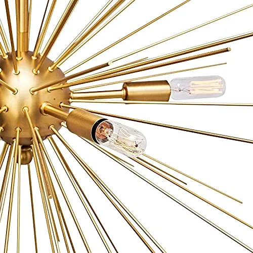 MOTINI Brushed Brass Sputnik Chandelier 5-Light Firework Chandelier Modern Ceiling Pendant Light Fixtures for Dining Room, Bedroom, Kitchen, Hallway, Entryway UL Listed (Dia 24 Inch)