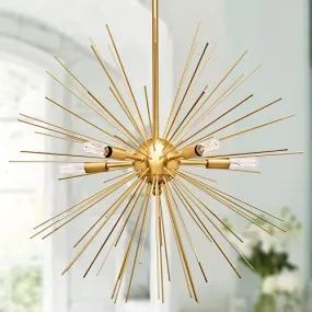 MOTINI Brushed Brass Sputnik Chandelier 5-Light Firework Chandelier Modern Ceiling Pendant Light Fixtures for Dining Room, Bedroom, Kitchen, Hallway, Entryway UL Listed (Dia 24 Inch)