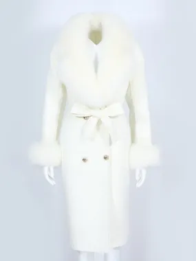 Natural Fox Fur Cashmere Wool Blends Coat