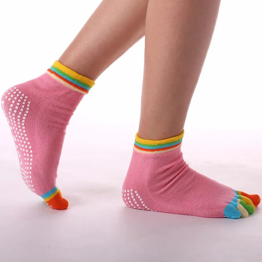 Non-Slip Five-Toed Yoga Socks for Women - Breathable & Colorful (12 Colors)