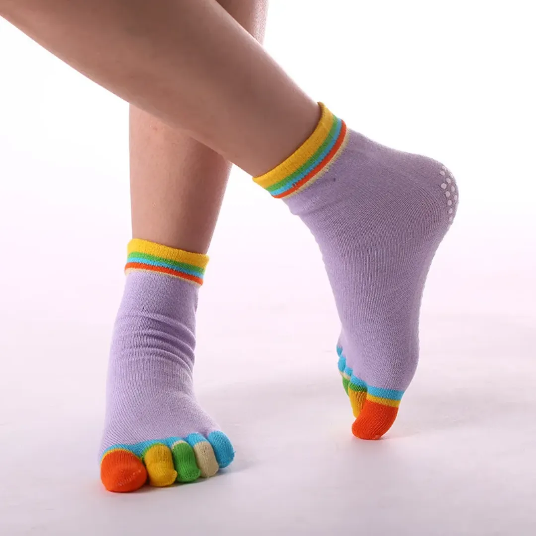 Non-Slip Five-Toed Yoga Socks for Women - Breathable & Colorful (12 Colors)