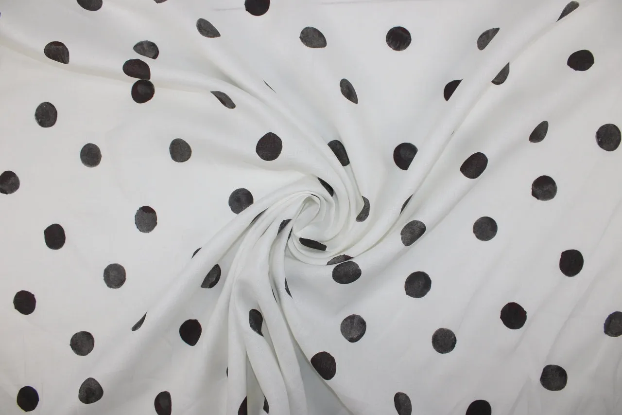 NY Designer Polka Dot Linen - Gray-Black/White