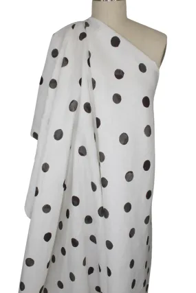 NY Designer Polka Dot Linen - Gray-Black/White