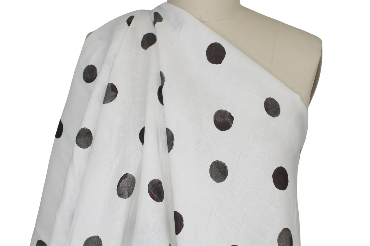 NY Designer Polka Dot Linen - Gray-Black/White