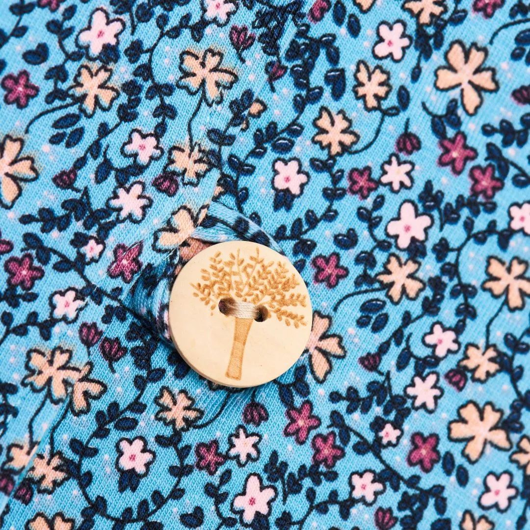 Organic reversible jacket "Missy Flower | Nicki Pagoda Blue" - 98% organic cotton, 2% elastane