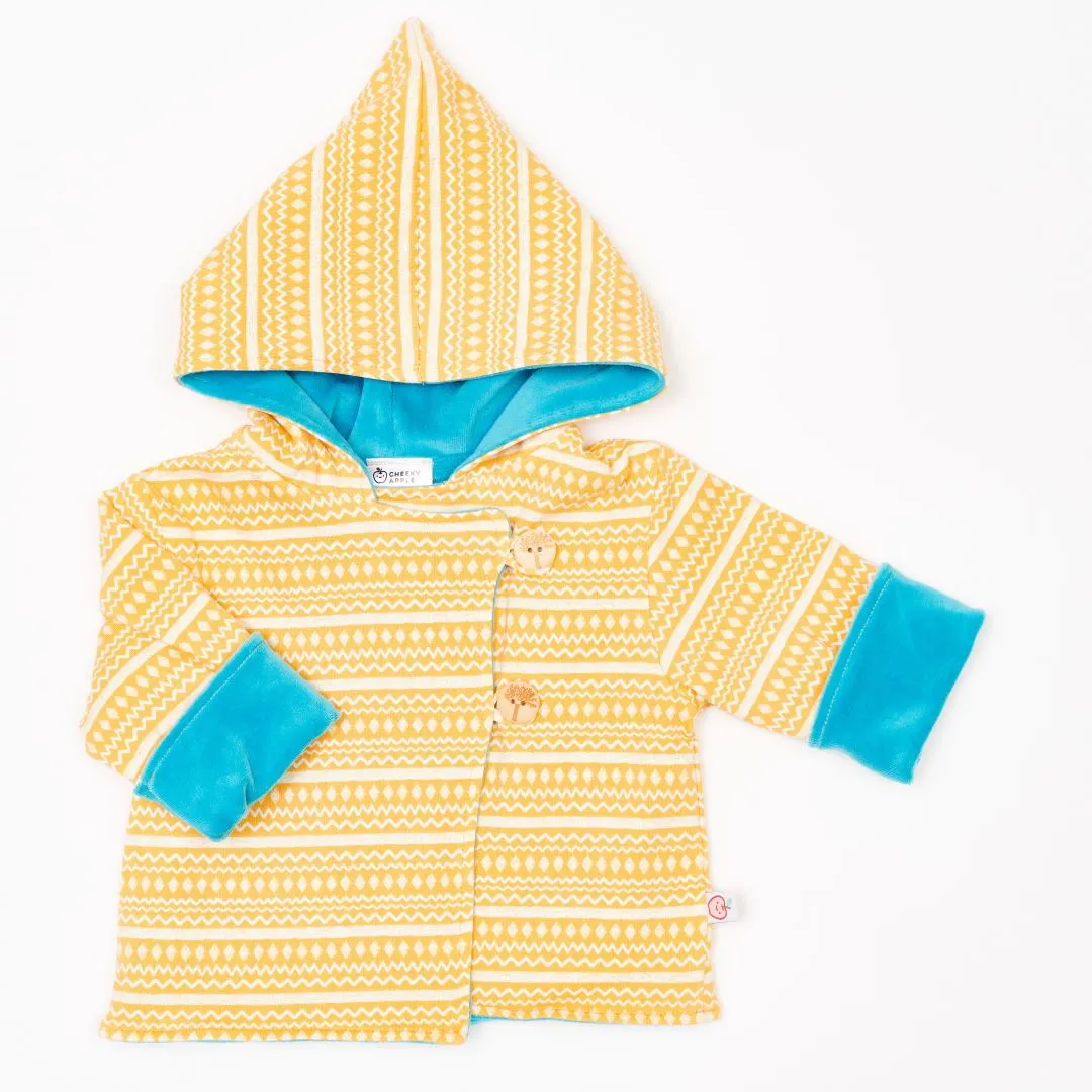 Organic reversible jacket "Rhapsody | Nicki Pagoda Blue" - 98% organic cotton, 2% elastane