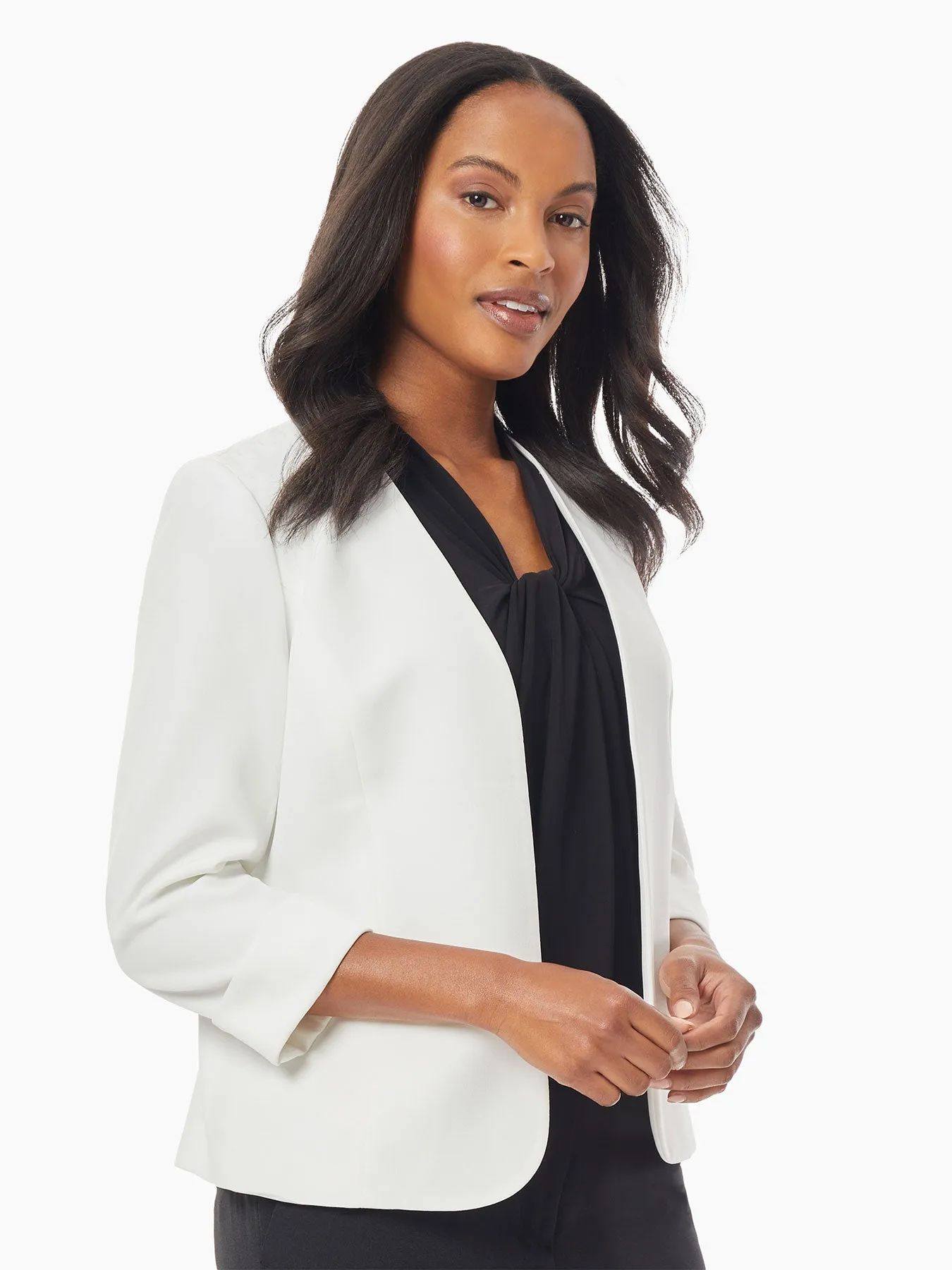 Petite Rolled Cuff Stretch Crepe Jacket