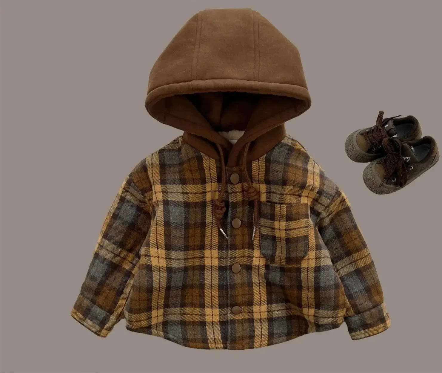 Plaid Hooded Shirt Jacket