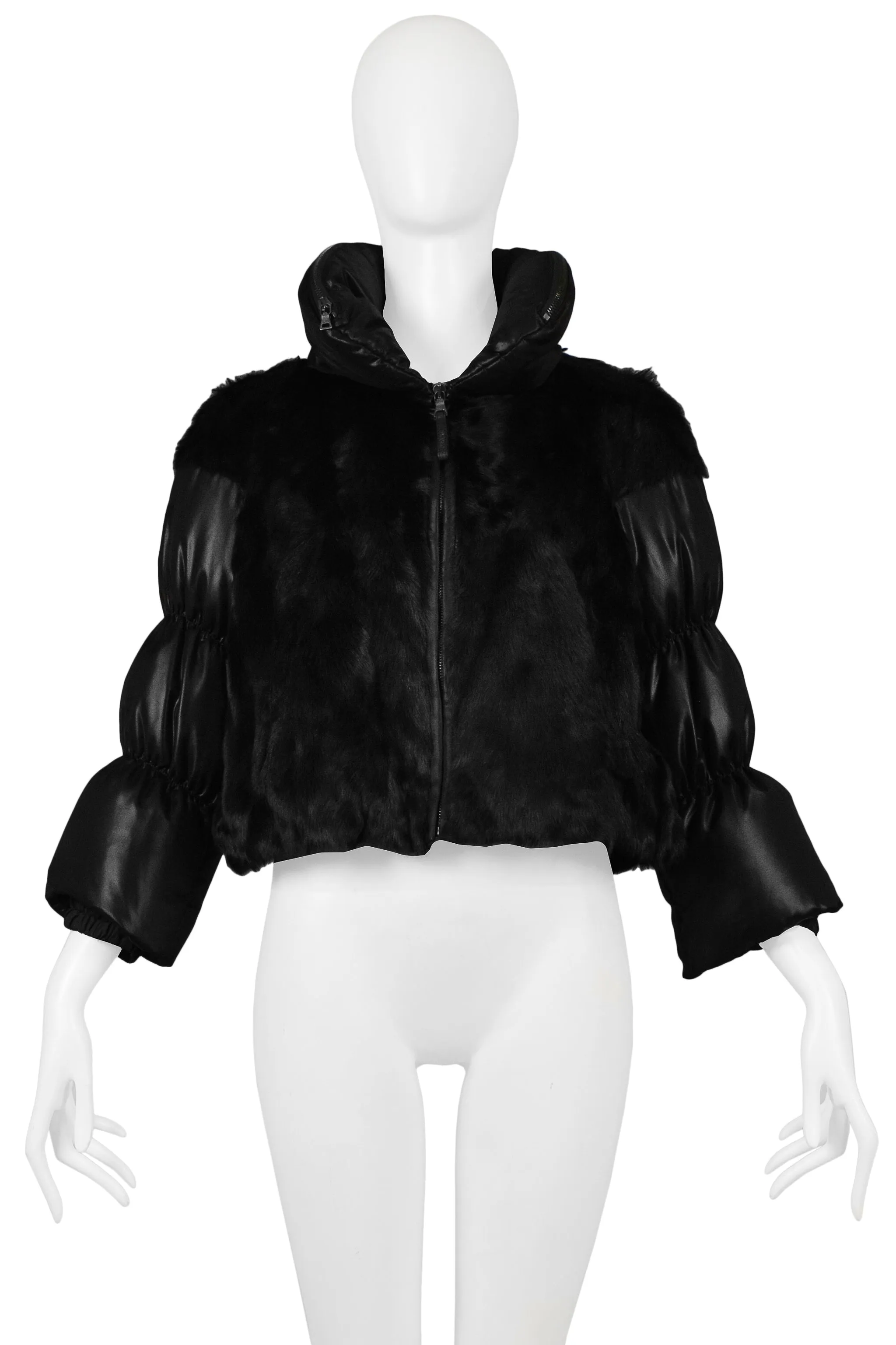 PRADA BLACK GOAT FUR PUFFER JACKET