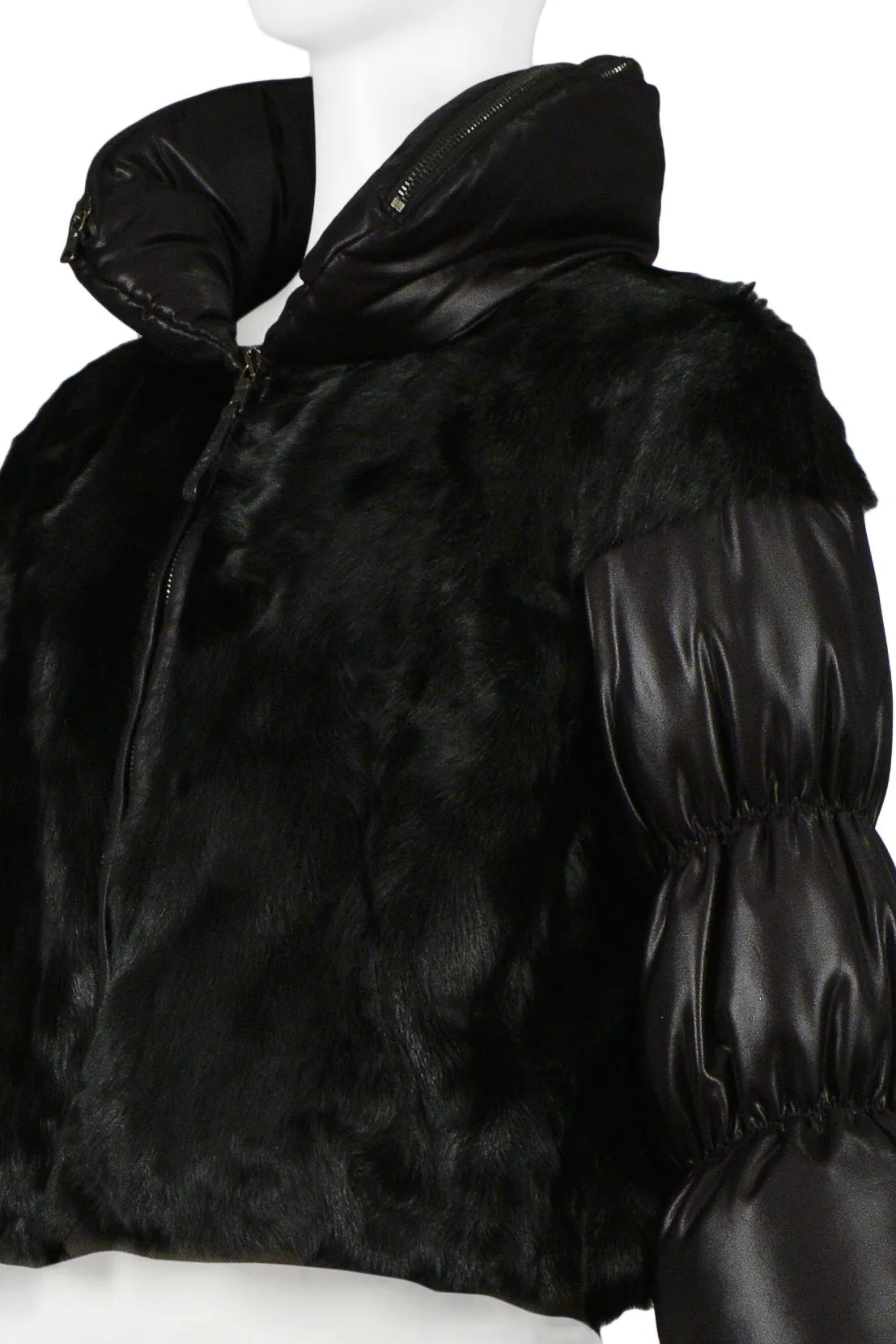 PRADA BLACK GOAT FUR PUFFER JACKET