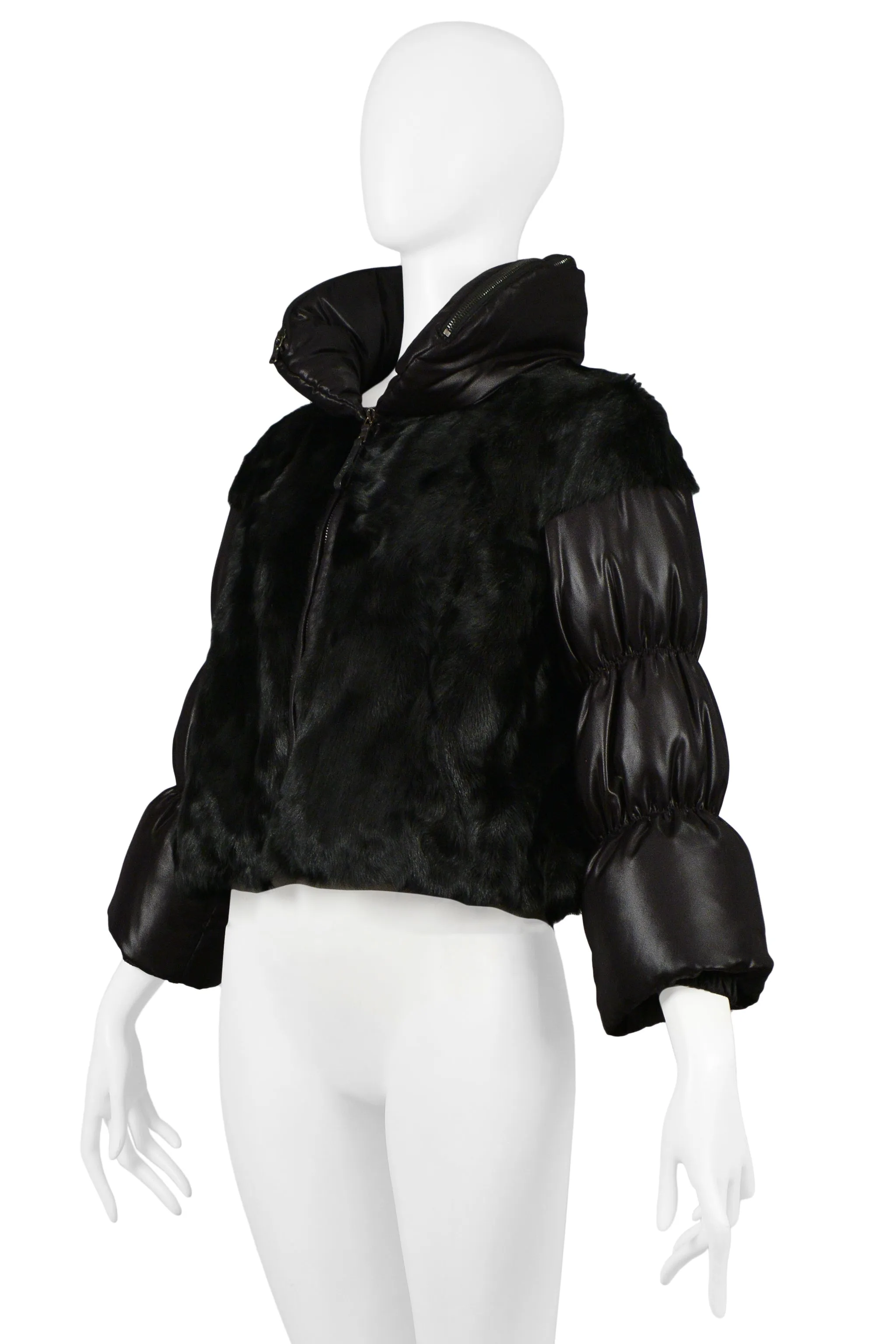 PRADA BLACK GOAT FUR PUFFER JACKET