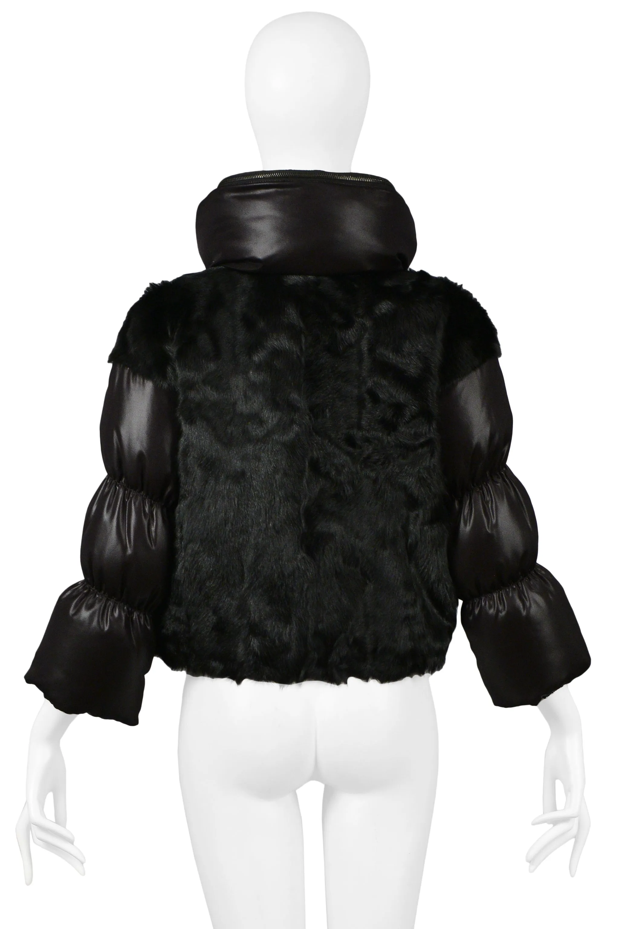 PRADA BLACK GOAT FUR PUFFER JACKET