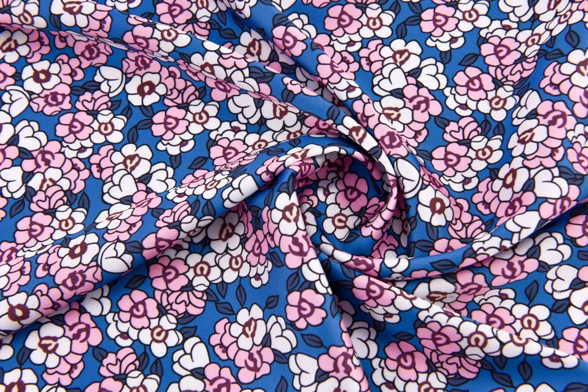 Premium Stretch Silky Satin Digital Print Fabric- Vintage Daisies-#9/1