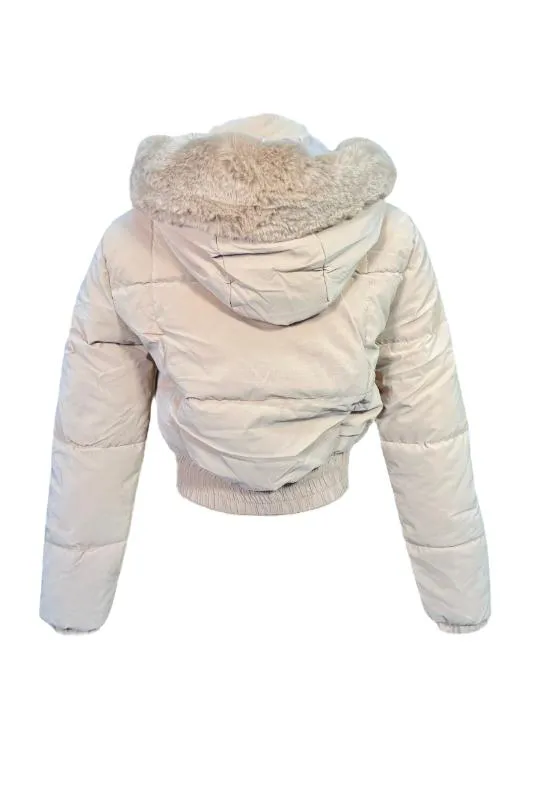 Puffed Fur Hoodie Jacket