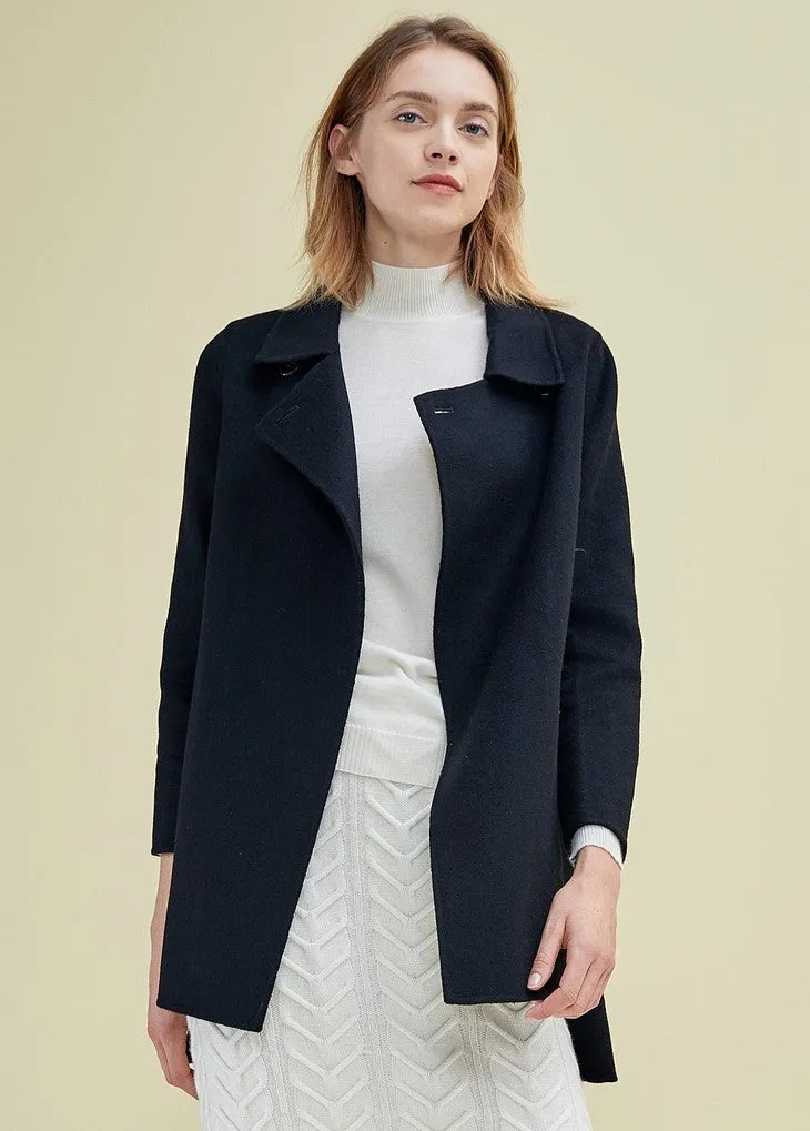 Side-slit cashmere coat