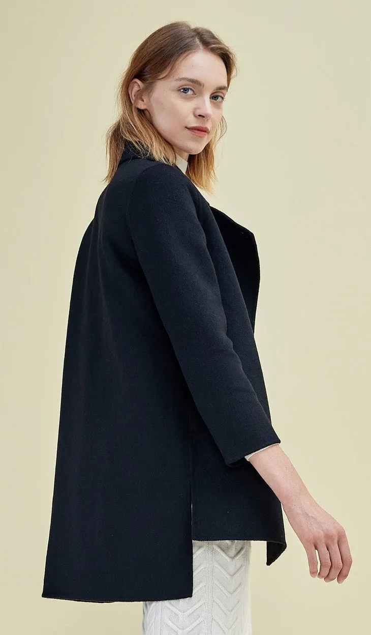 Side-slit cashmere coat