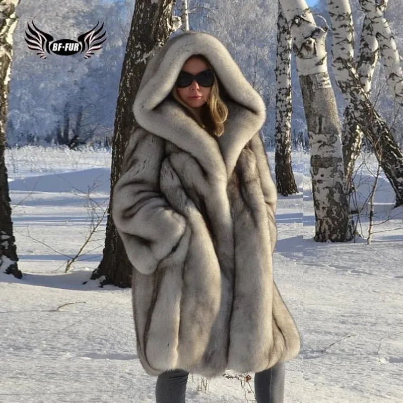 Silver Fox Fur Jacket - Genuine Fox Fur, Luxury High Street Style