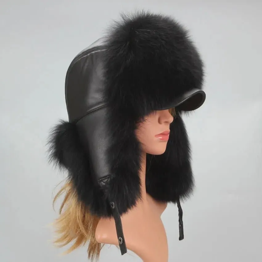 Silver Fox Fur Trapper Cap