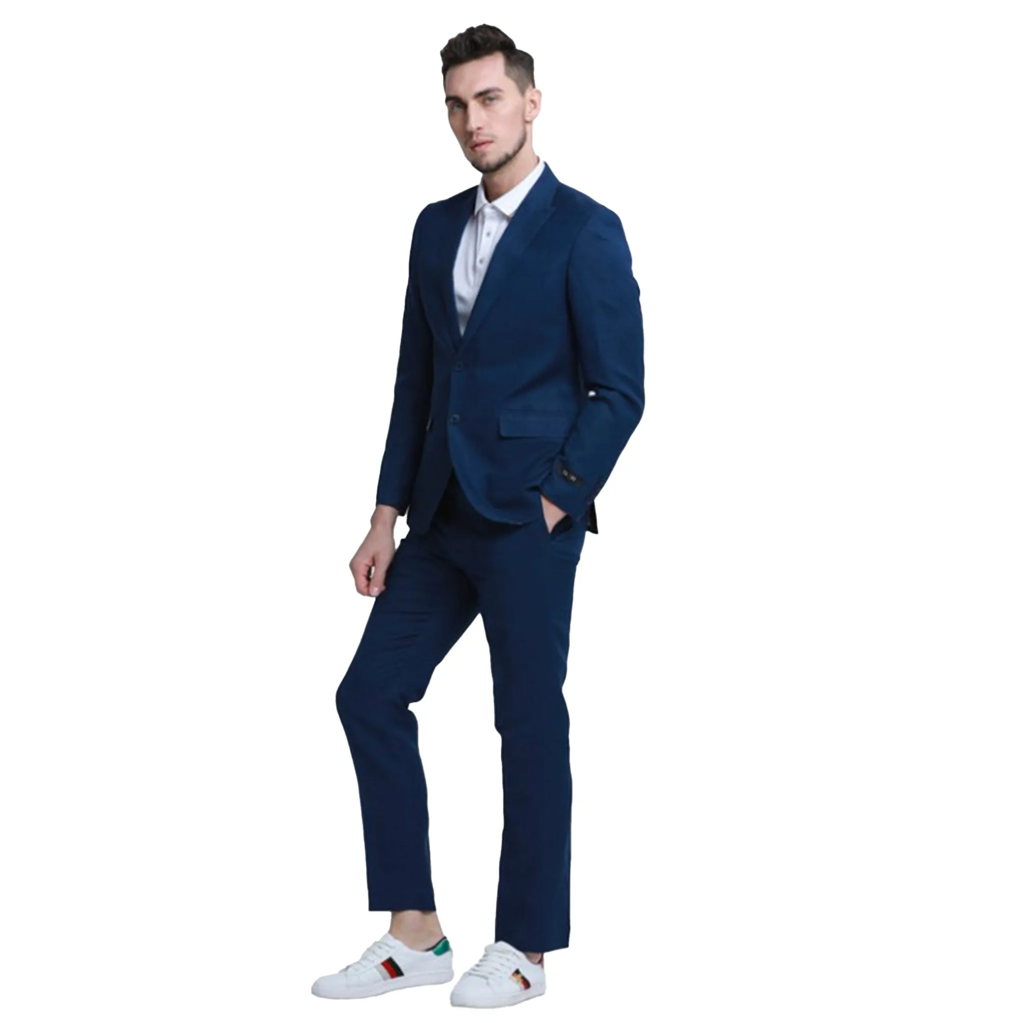 Skinny Fit Navy Linen Suit