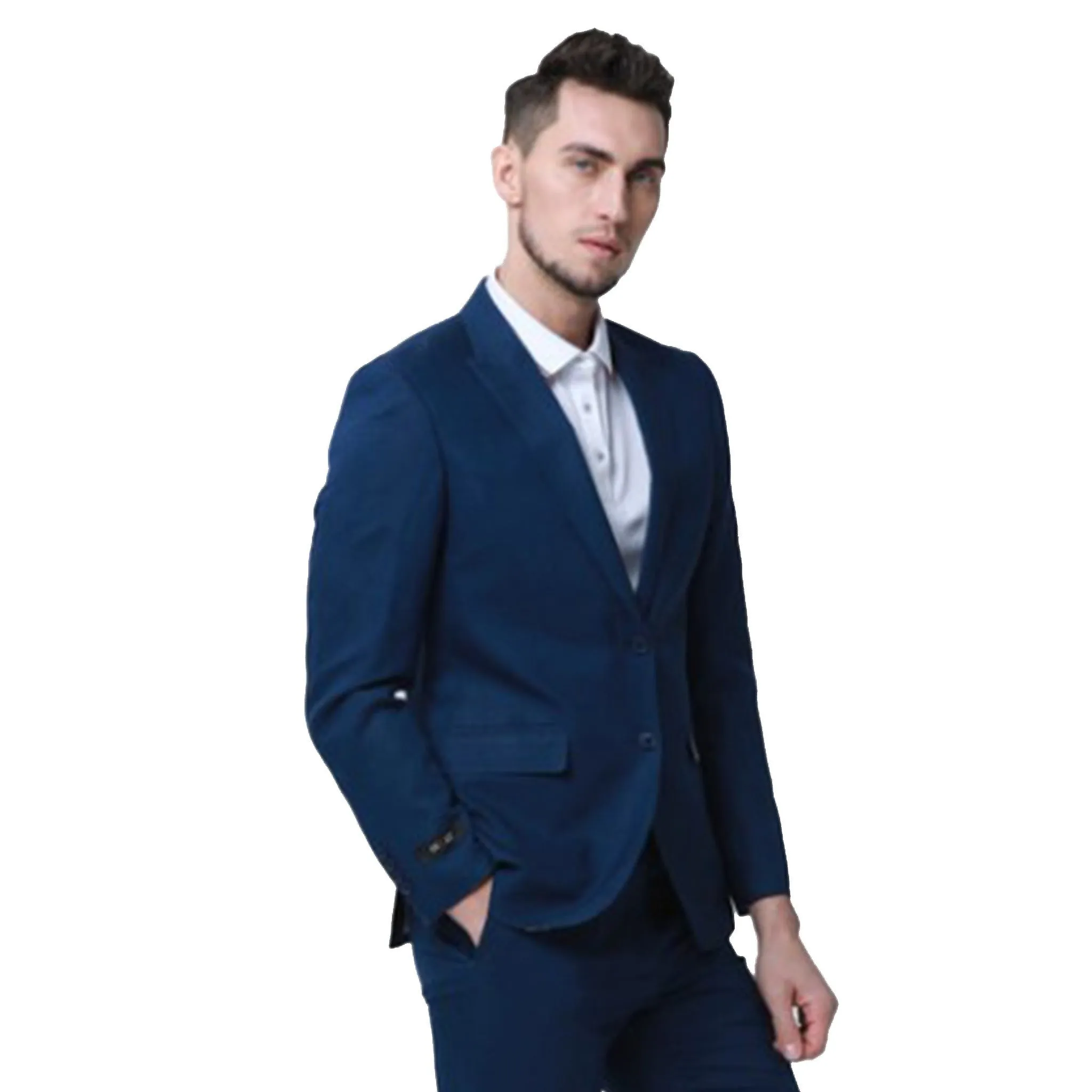 Skinny Fit Navy Linen Suit