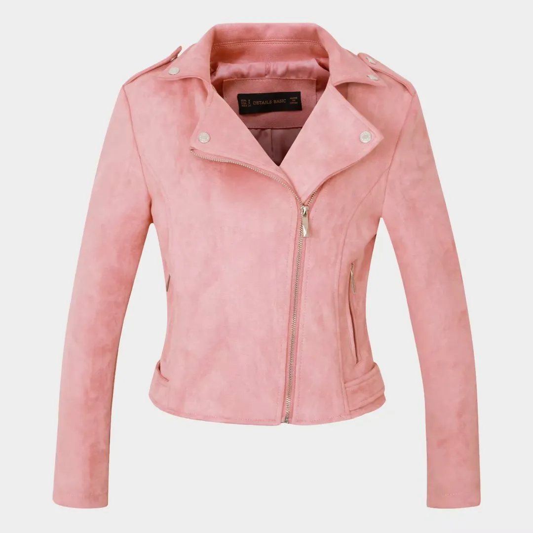 Slim Short Leather Jacket Deerskin Women