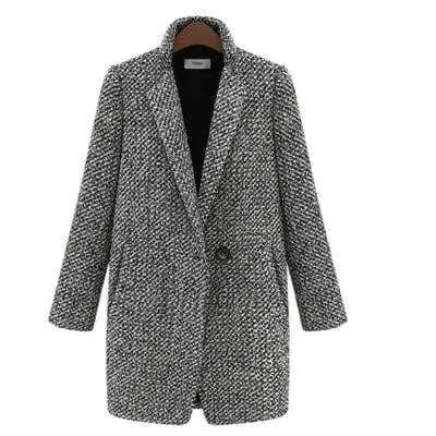 Spring Autumn Coat Women Wool Blend Coat Single Button Pocket Oversize Long Trench Coat Outerwear Wool Coat For Women