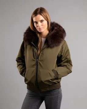 St Anton Bomber Khaki Green Brown Fur