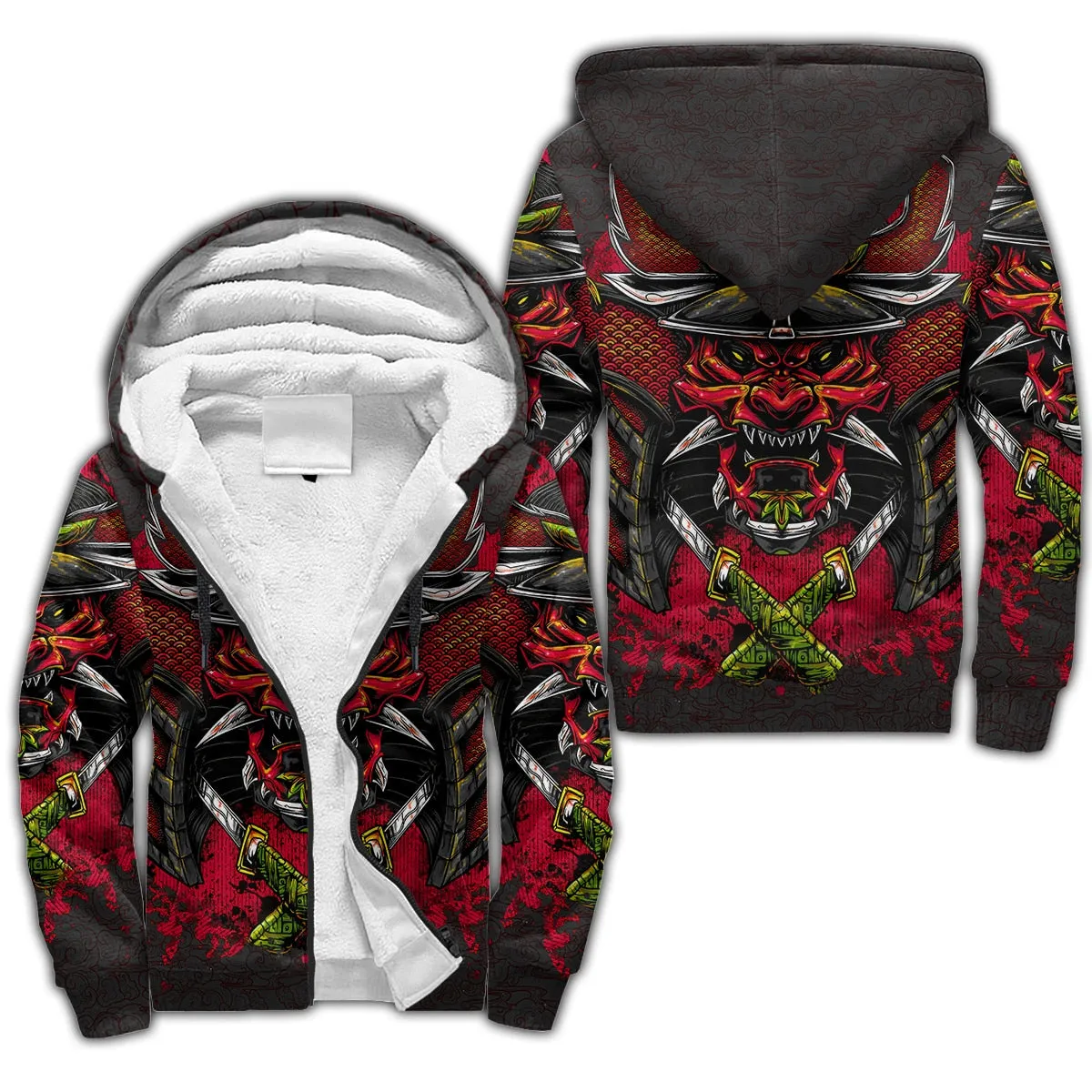 Tattoo Pattern 3D-Printed Winter Zipped Hoodie