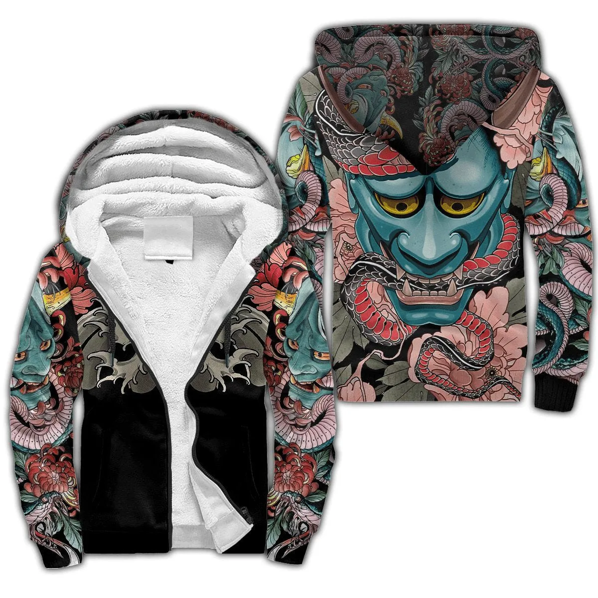 Tattoo Pattern 3D-Printed Winter Zipped Hoodie