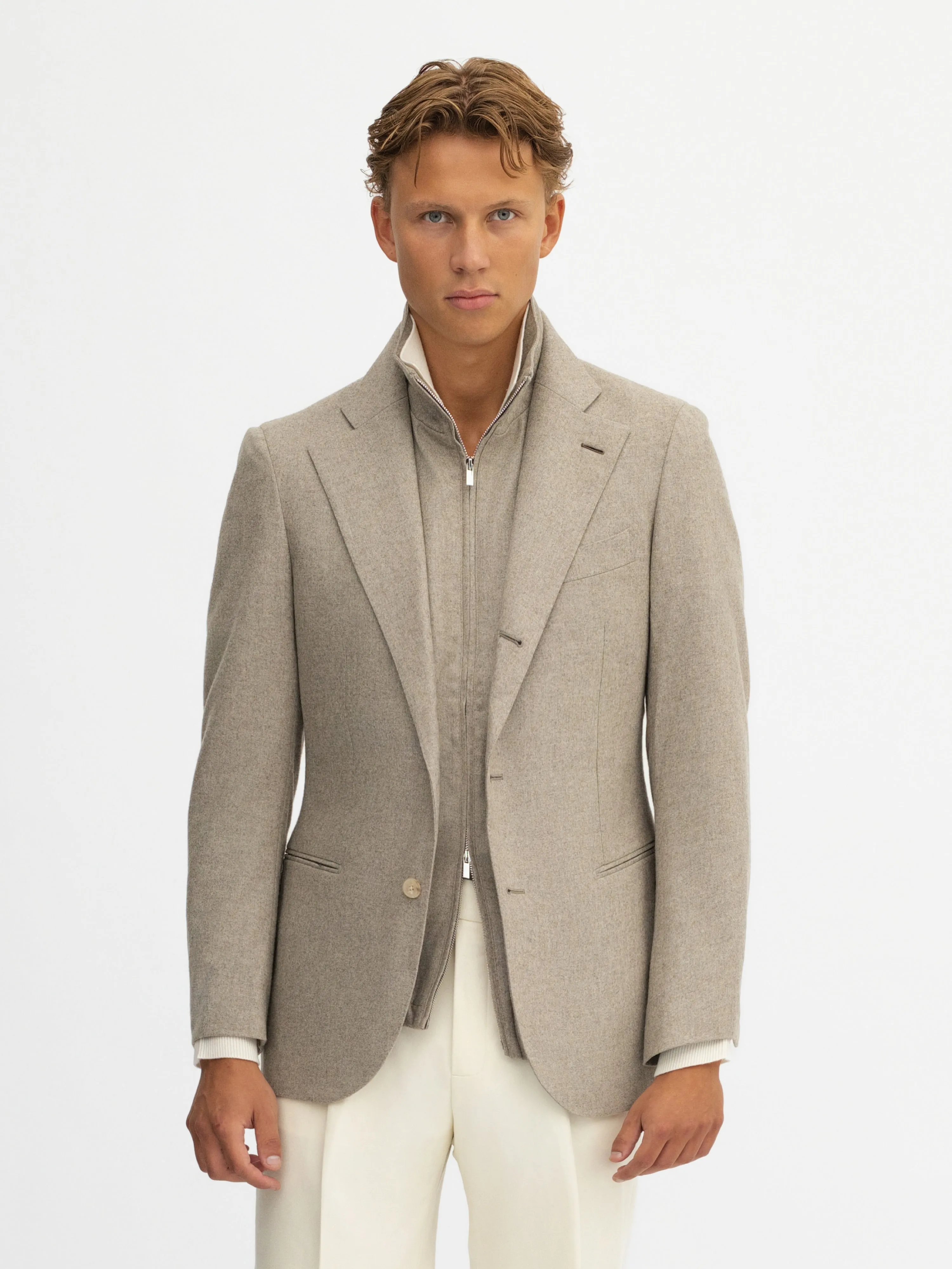 Taupe Wool Flannel Jacket