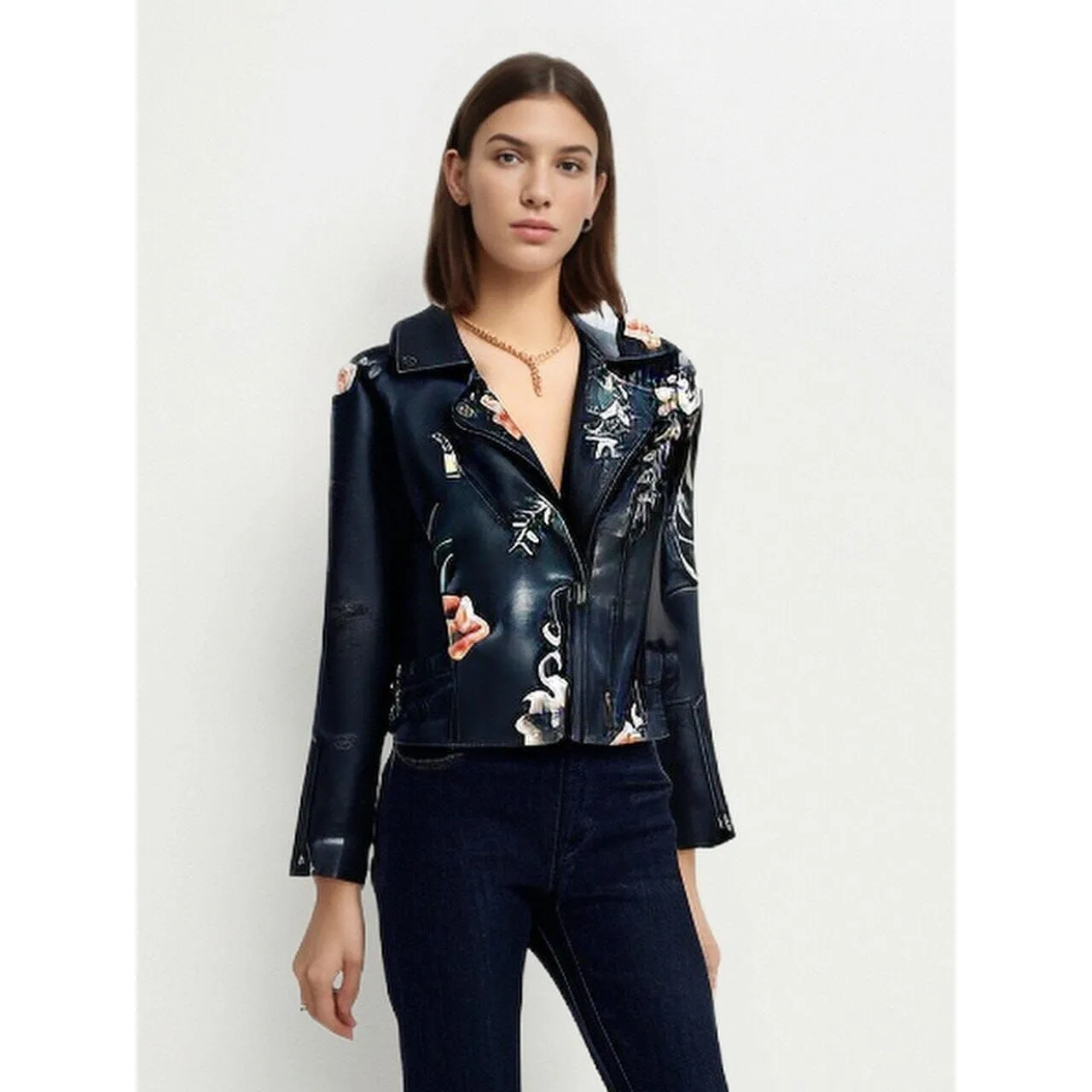 The Francis Faux Leather Cropped Moto Jacket