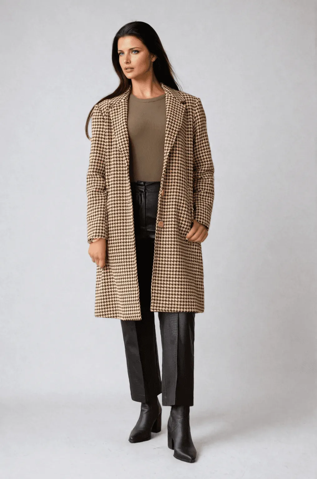 The Phoebe Houndstooth Trench Coat