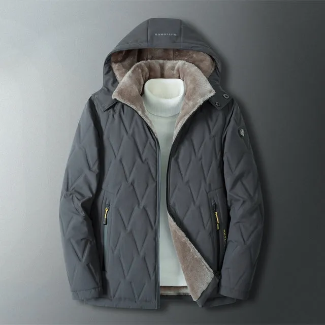 Thick Fleece Hooded Parka Jacket for Men