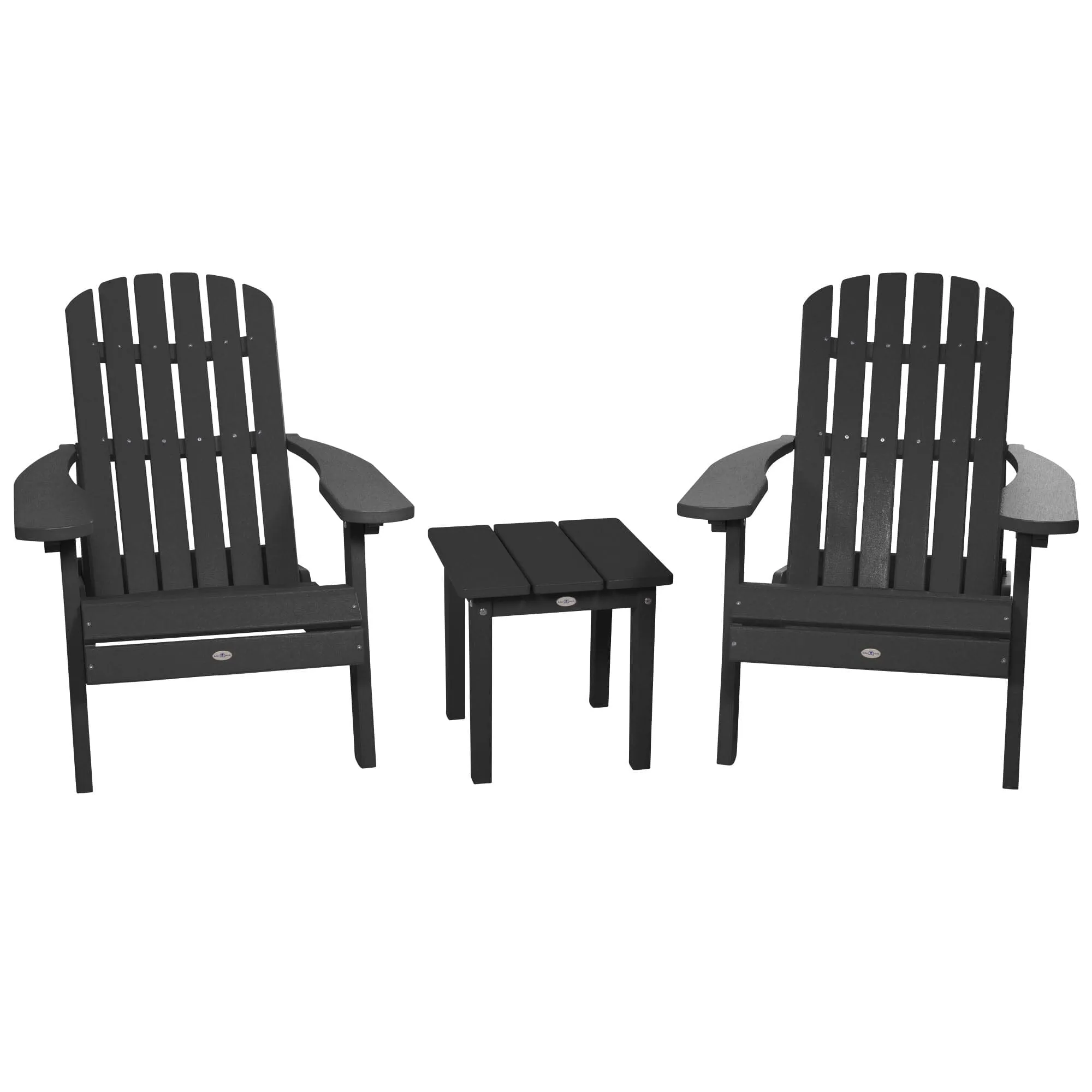 Two Cape Folding Adirondack Chairs and Side Table Set