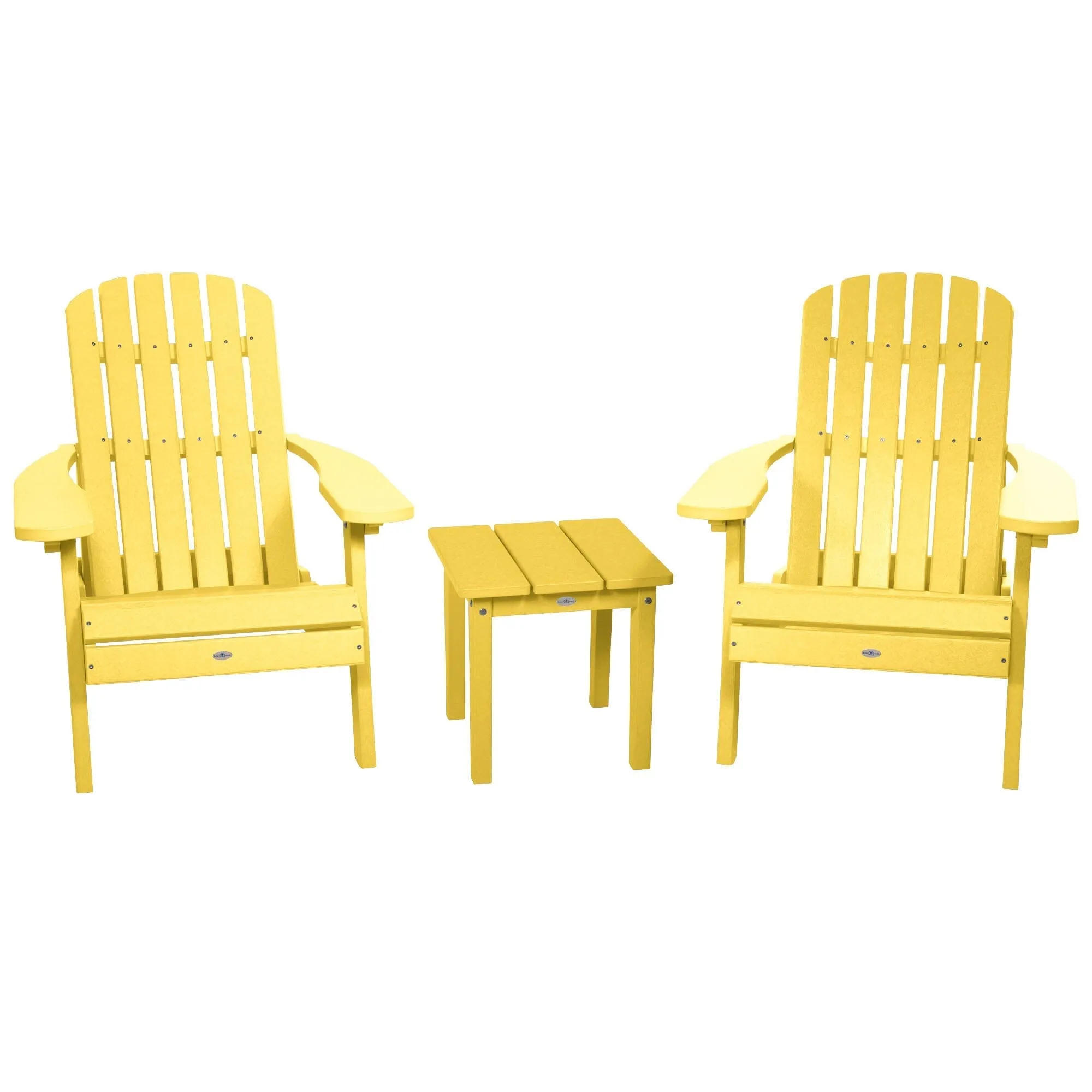 Two Cape Folding Adirondack Chairs and Side Table Set