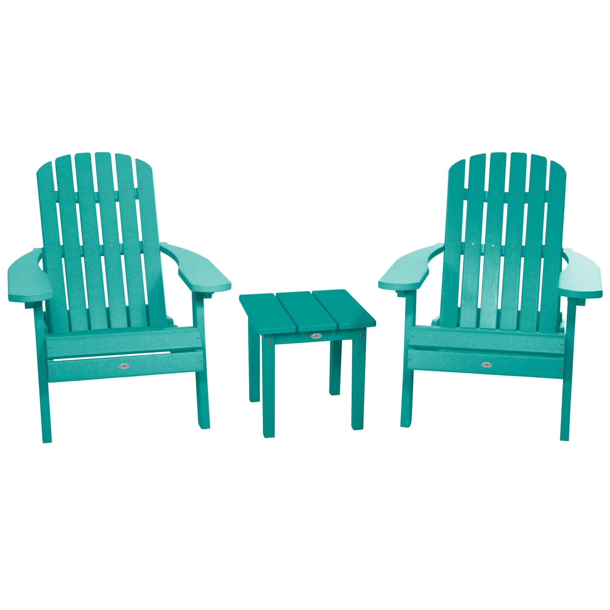 Two Cape Folding Adirondack Chairs and Side Table Set