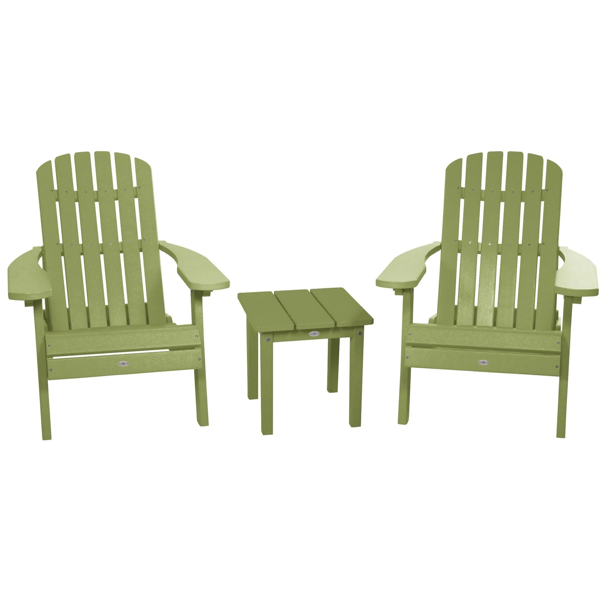 Two Cape Folding Adirondack Chairs and Side Table Set