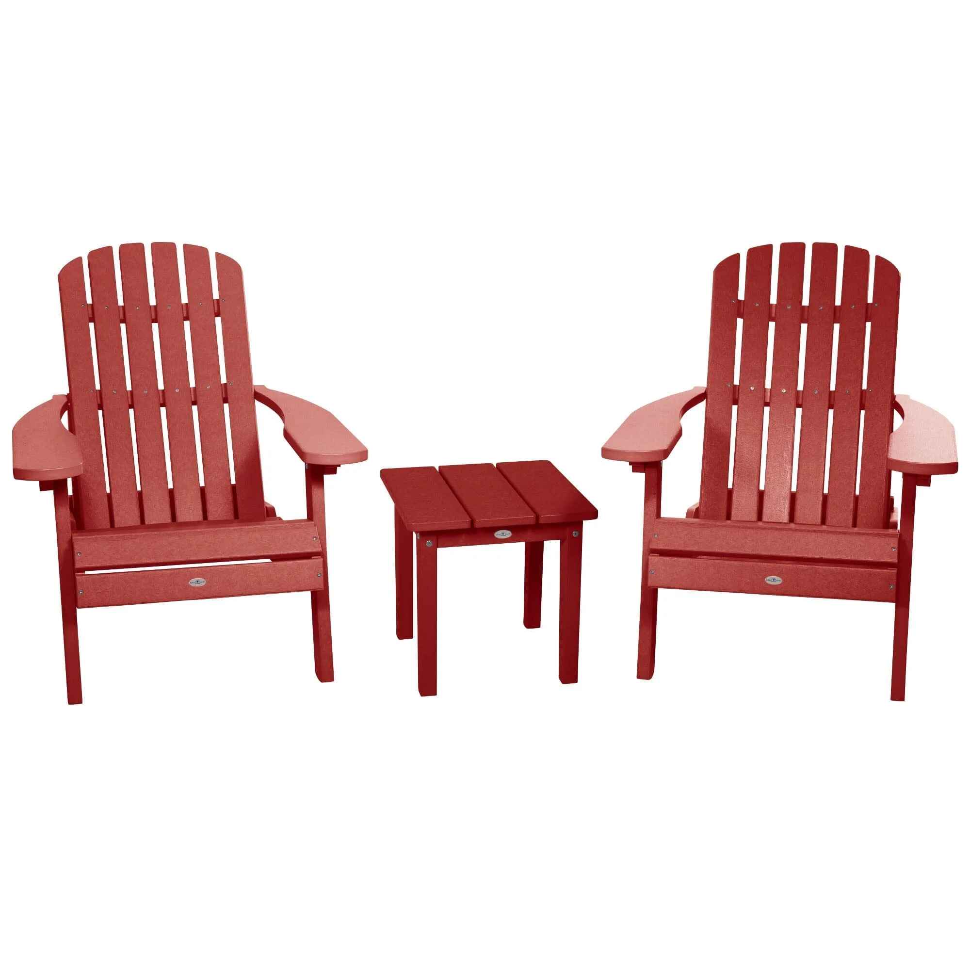 Two Cape Folding Adirondack Chairs and Side Table Set