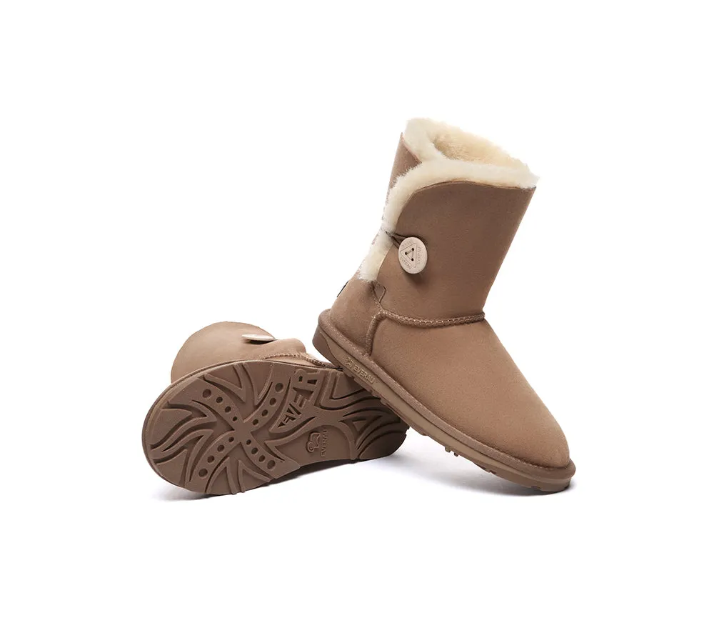 UGG Boots Double Faced Sheepskin Wool Short Button Boots