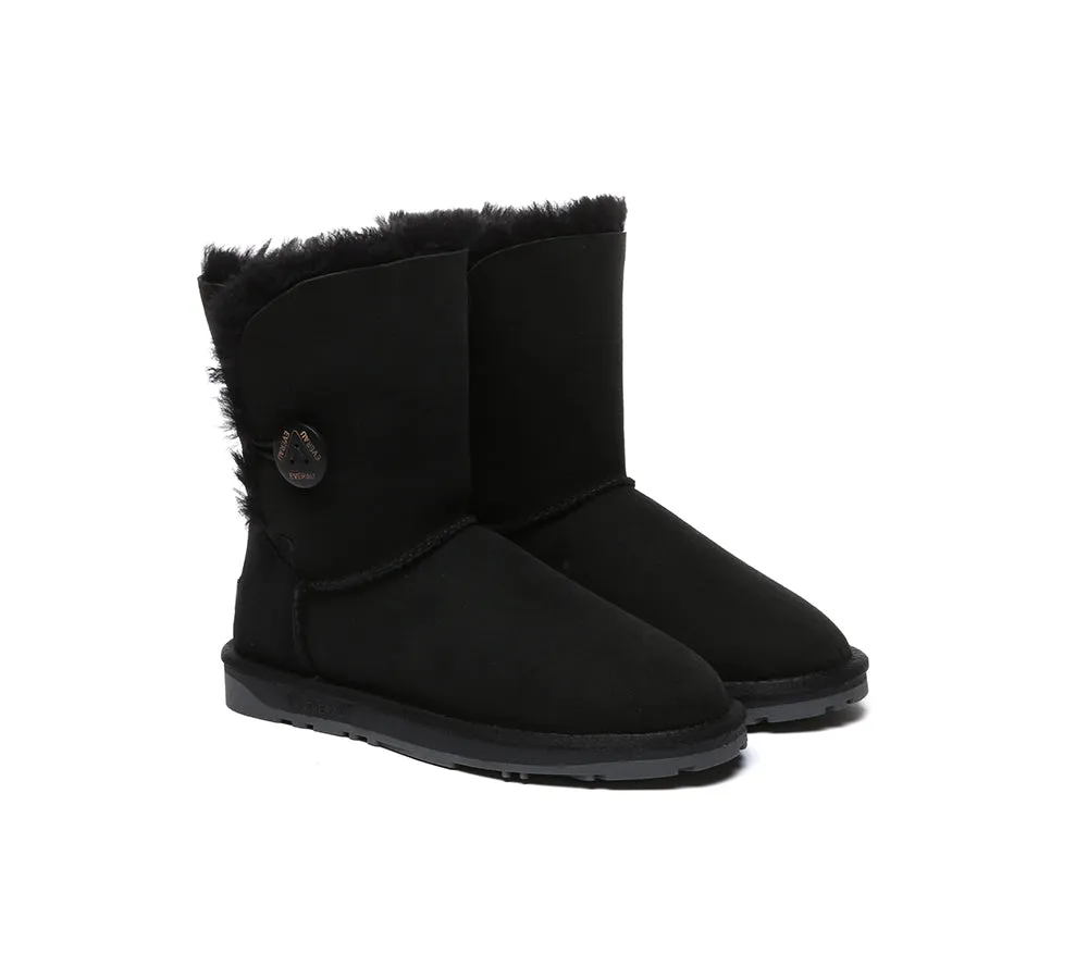 UGG Boots Double Faced Sheepskin Wool Short Button Boots