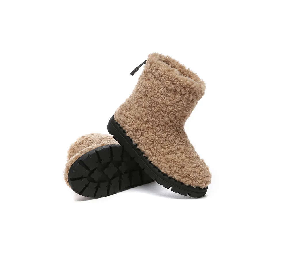 UGG Sheepskin Wool Plush Drawstring Boots Peggy