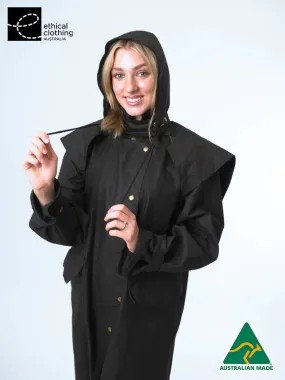 Unisex Full-length Oilskin Riding Coat with Hood