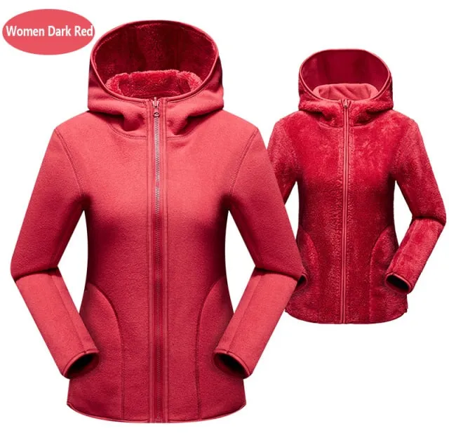 Unisex Reversible Men and Women Warm Polar/Coral Fleece Hooded Jacket