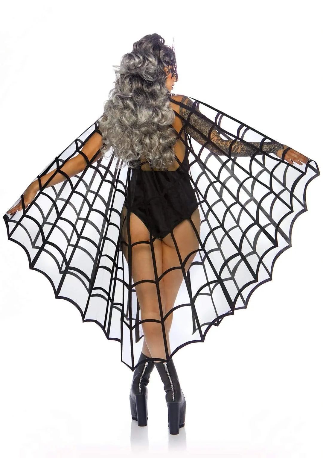 Velvet Flocked Spiderweb Cape