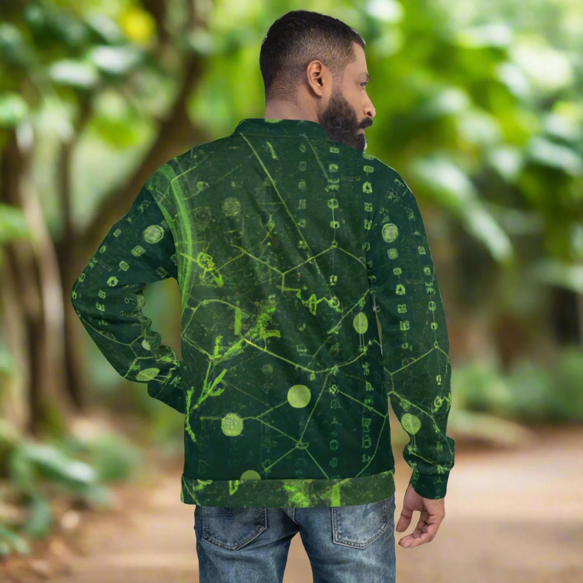 Versatile Dark Green Energy Bomber Jacket - Durable Unisex Fashion Piece