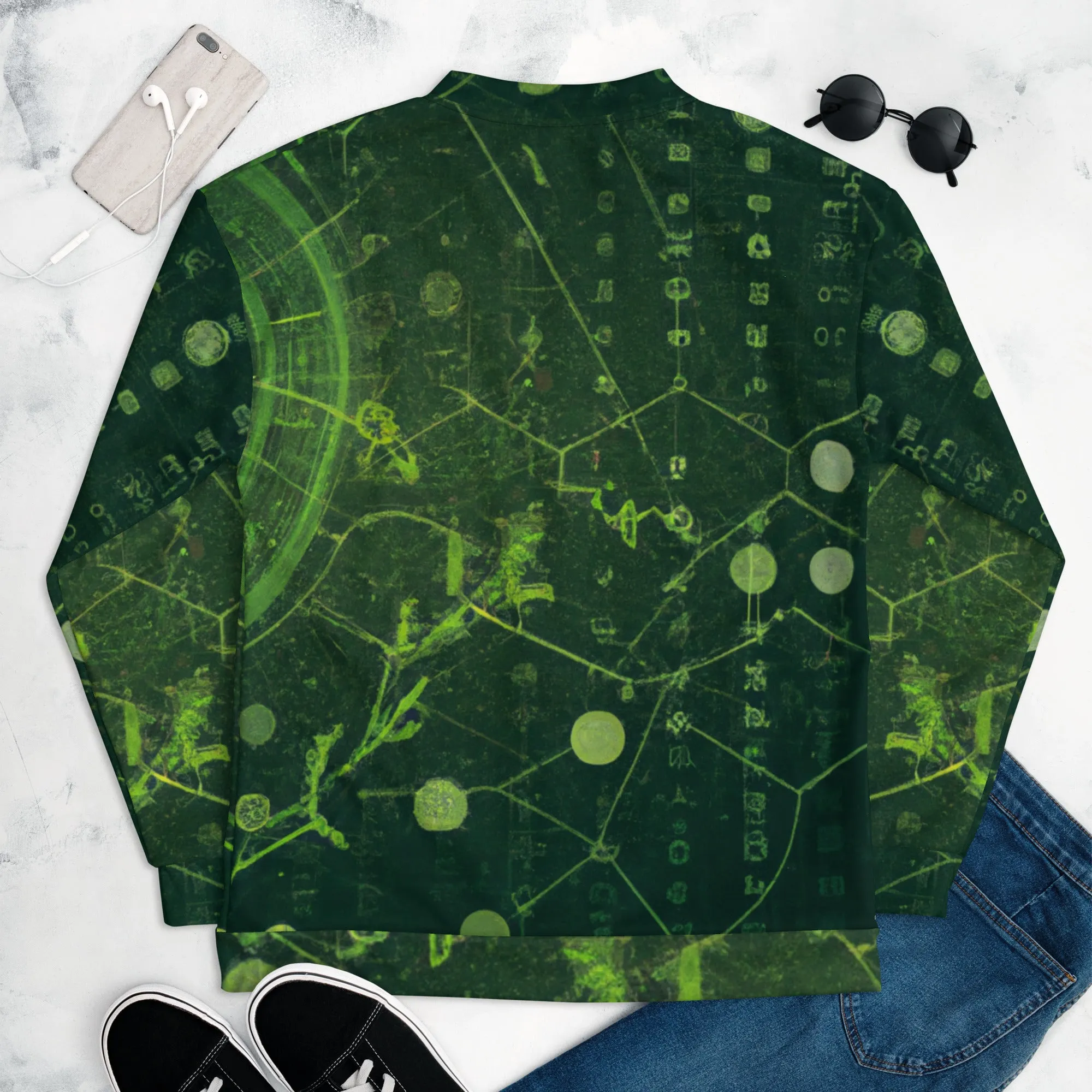 Versatile Dark Green Energy Bomber Jacket - Durable Unisex Fashion Piece