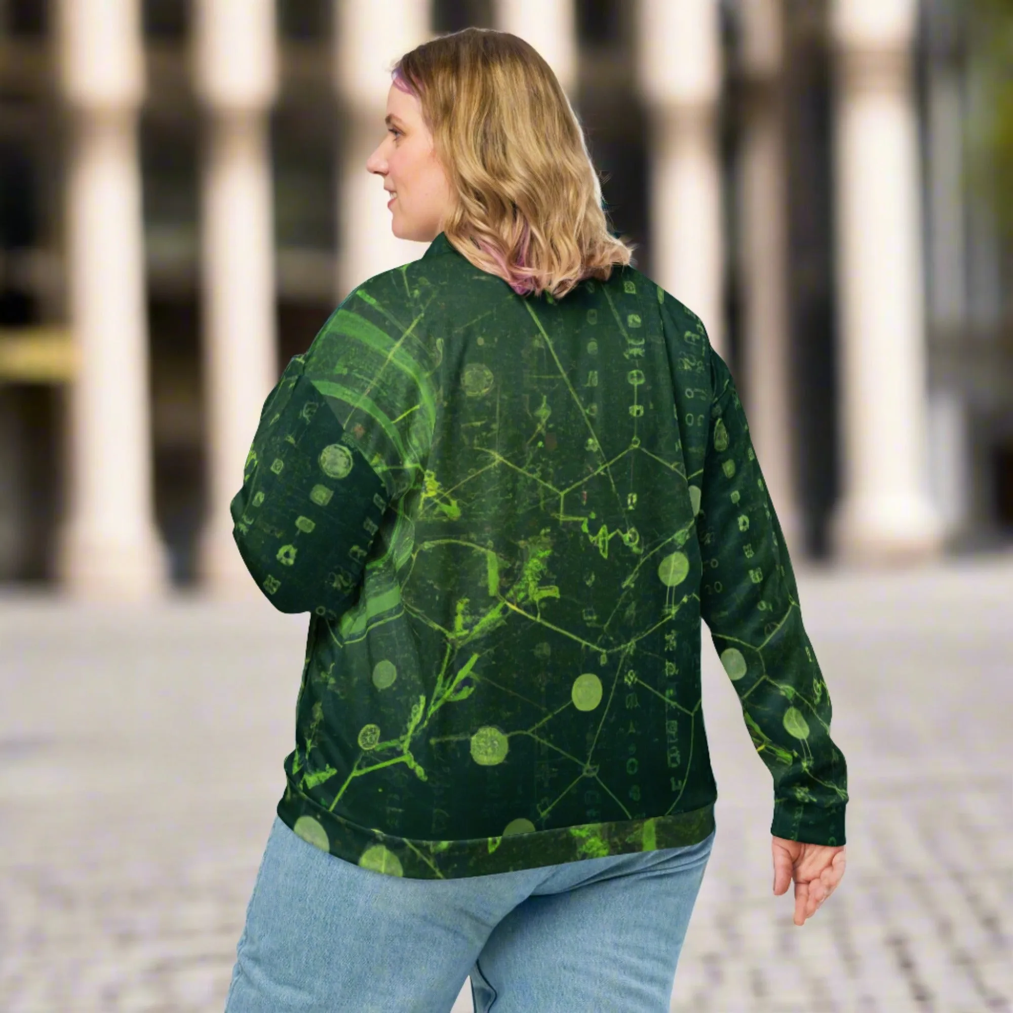 Versatile Dark Green Energy Bomber Jacket - Durable Unisex Fashion Piece