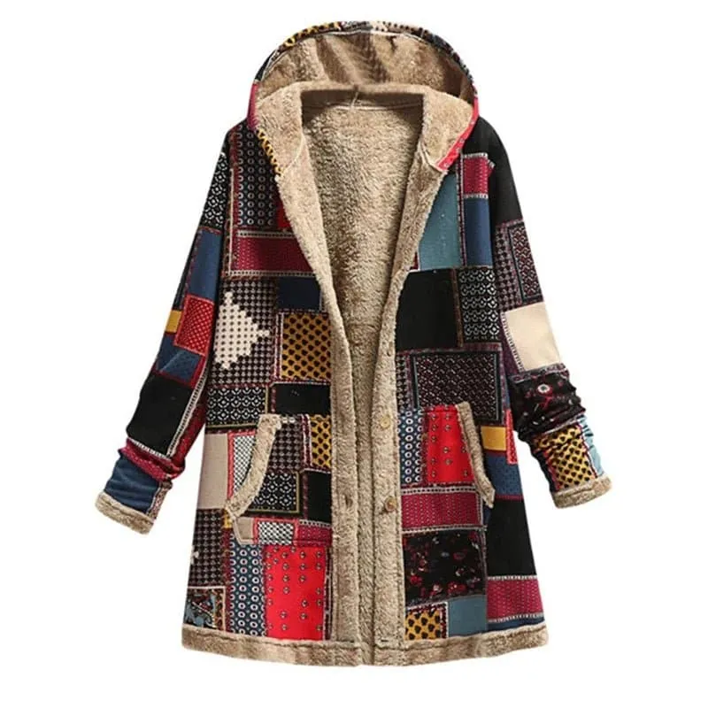 Vintage Casual Jacket for Women - Charmingtrend Polyester Button Pockets Fur Spliced