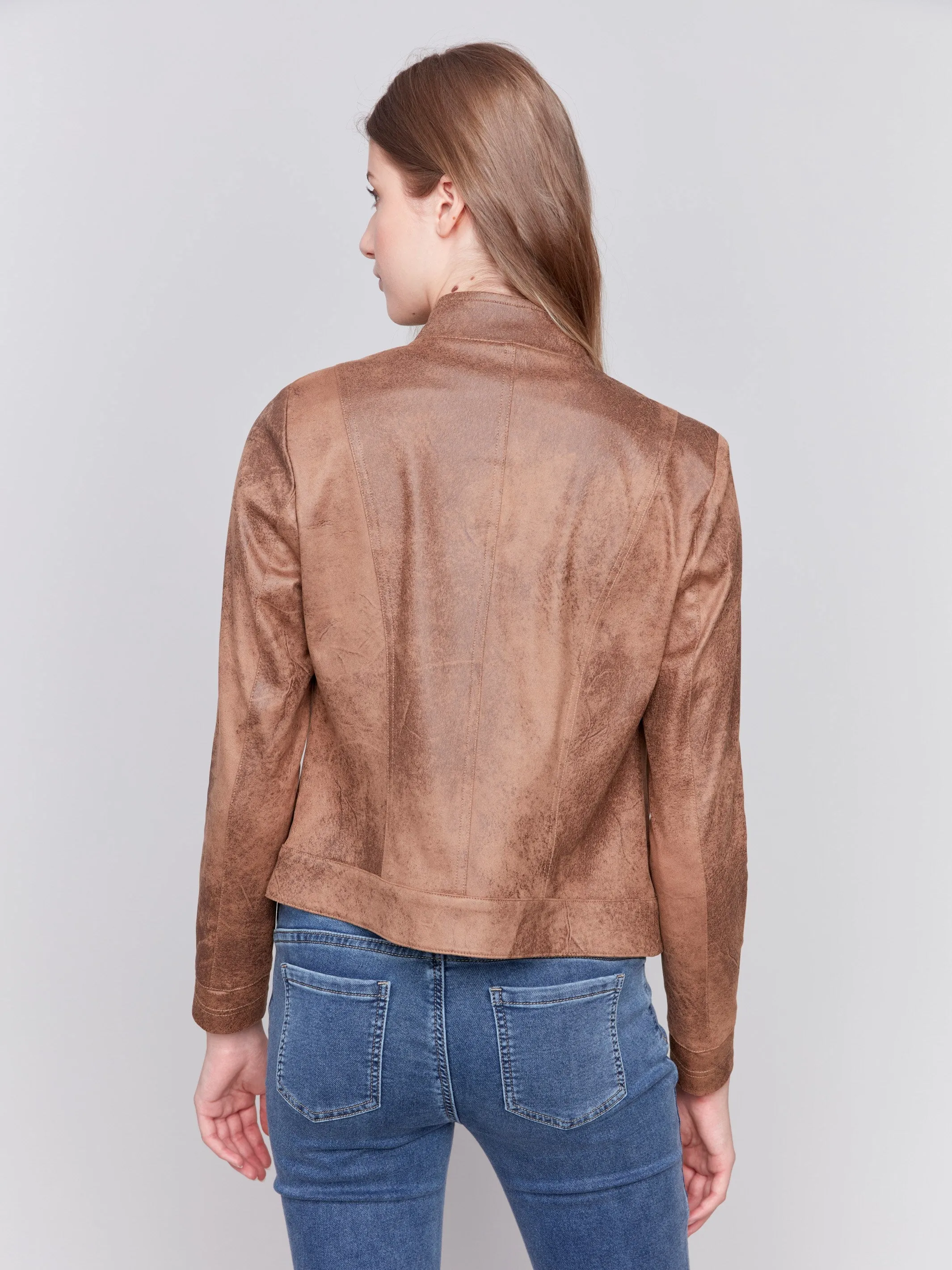 Vintage Faux Leather Jacket - Truffle